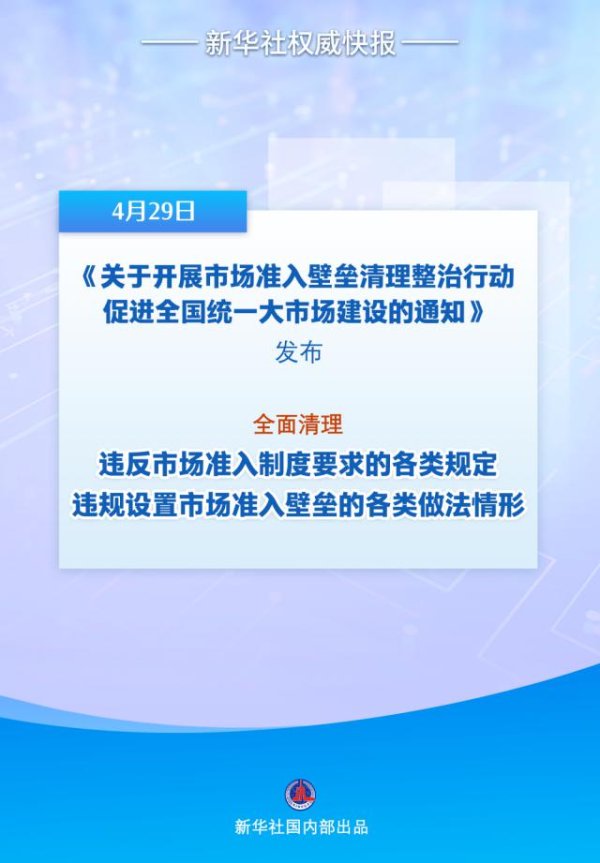 配资炒股给股票 我国将开展市场准入壁垒清理整治行动